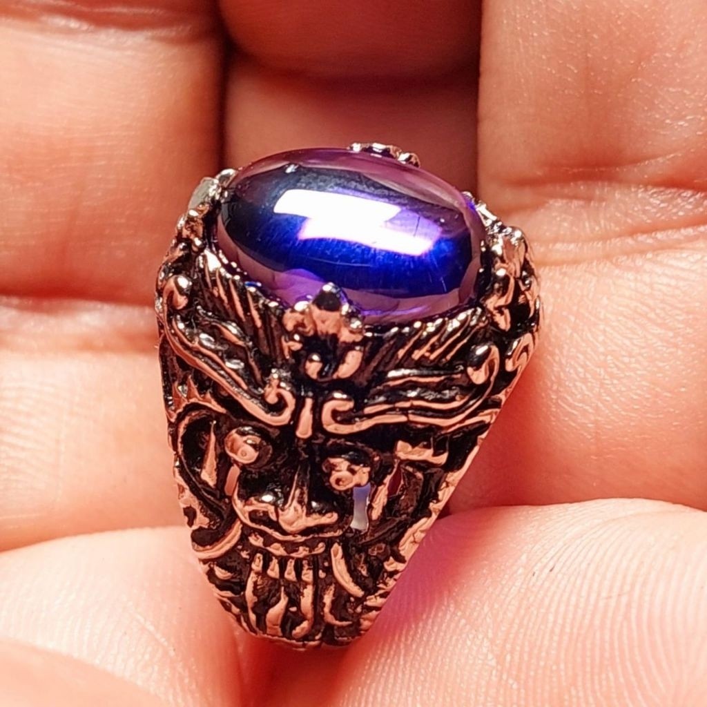 Cincin batu kecubung tafsu jagat ring dewata barong bali / cincin bolosewu cincin akik pria terlaris