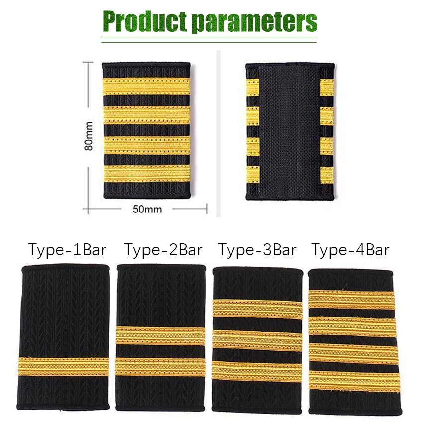 SEPASANG Pangkat Pilot Bar 1 2 3 4 Epoulete Pilot Epaulette Pilot Produksi Sendiri Bahan Kain Pilot