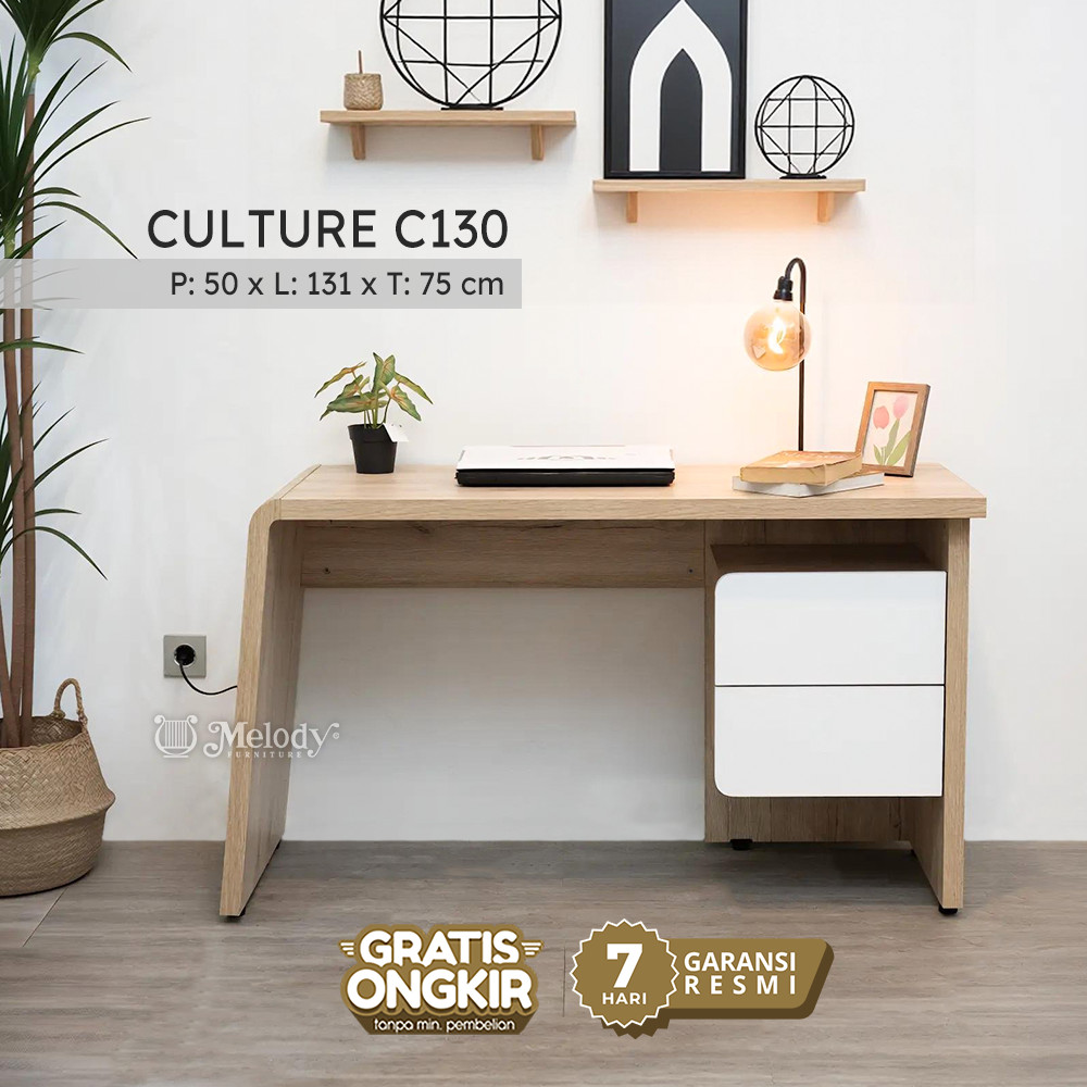 Melody Furniture - Meja Kerja / Meja Belajar Minimalis Modern - Culture C 130