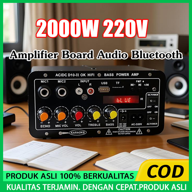 2000W Amplifier Bluetooth Super Bass 12V 24V 220V Modul Speaker Power Amplifier Suara Kencang Jernih