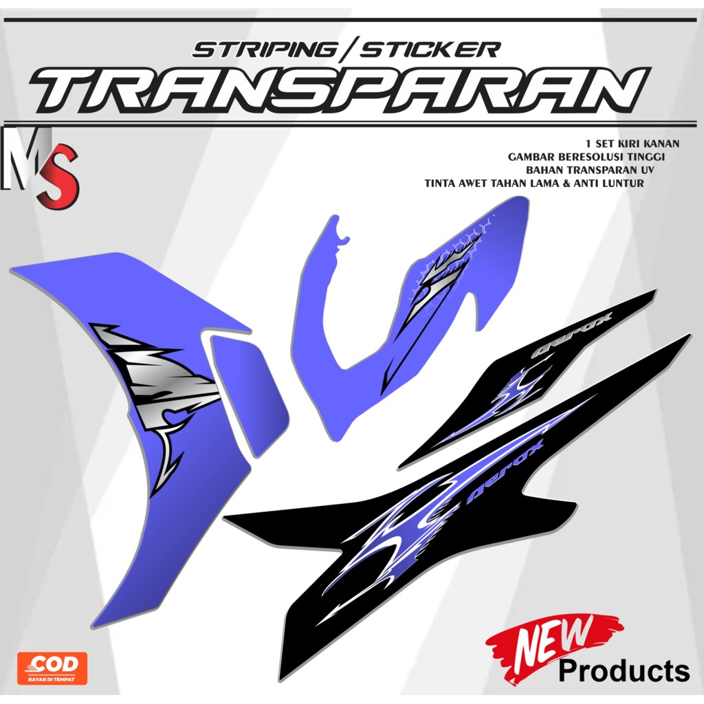 STIKER AEROX STRIPING AEROX NEW 155 TRANSPARAN UV CLEAR STICKER AEROX NEW