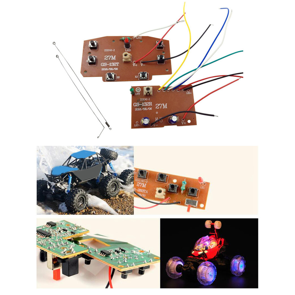 2Pcs Rao and Receiver Board Set 6CH 27MHz Circuit PCB for Crawler Model Trucks RC Hobby Car Vehicles