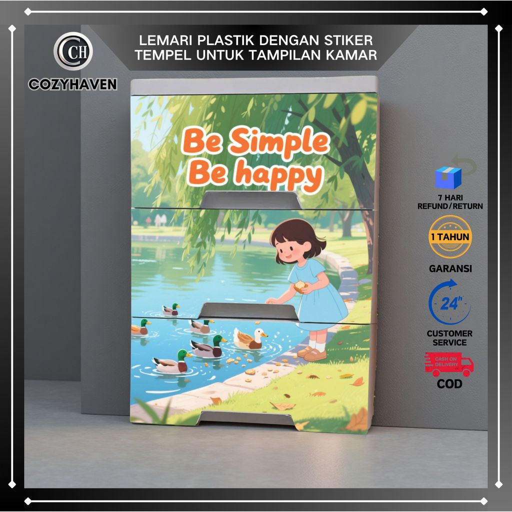 CozyHaven - Lemari Plastik Dengan Stiker Tempel Untuk Tampilan Kamar