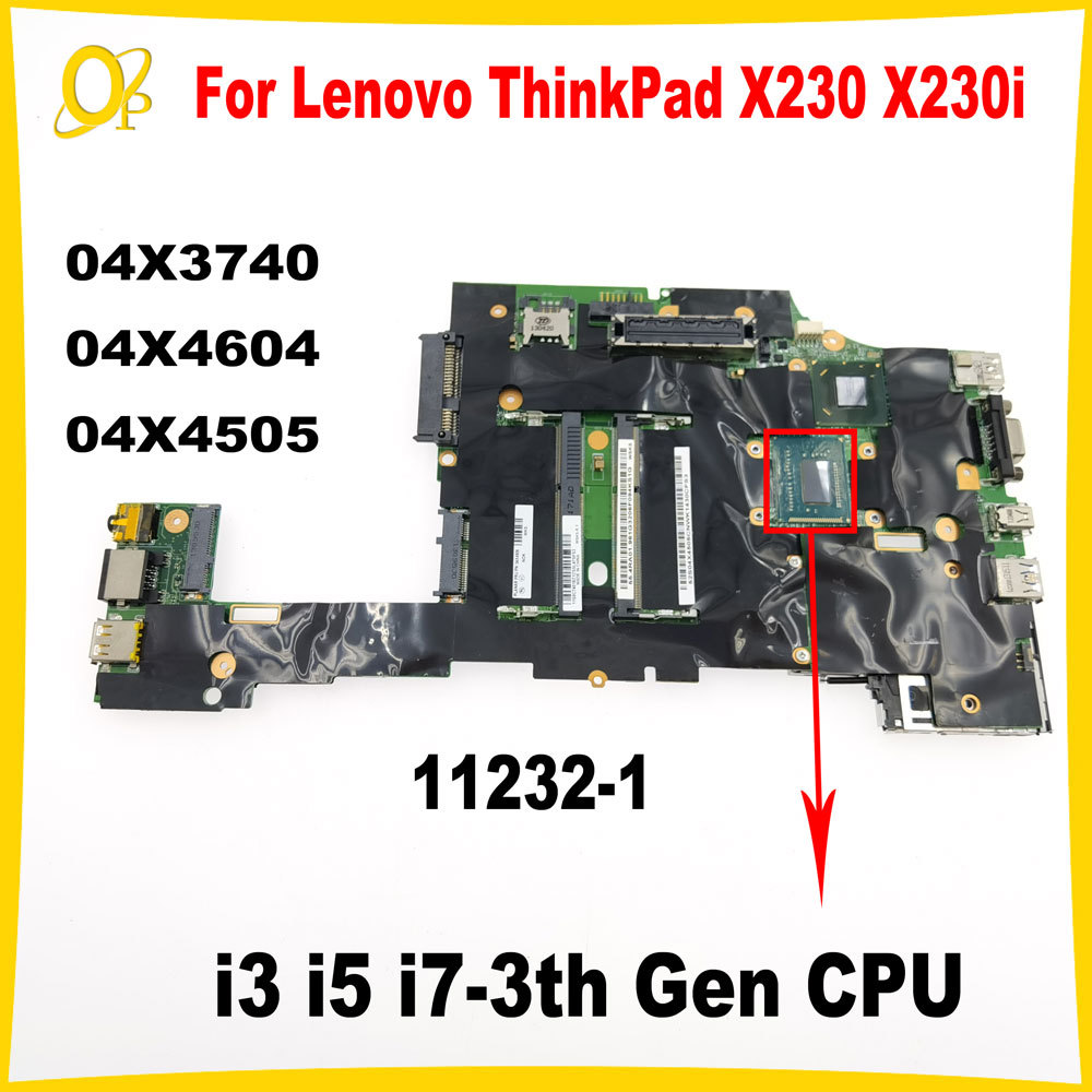 LDB-2 MB 11232-1 for Lenovo ThinkPad X230 X230i Laptop Motherboard with i3 i5 i7 CPU Fru:04X3740 04X