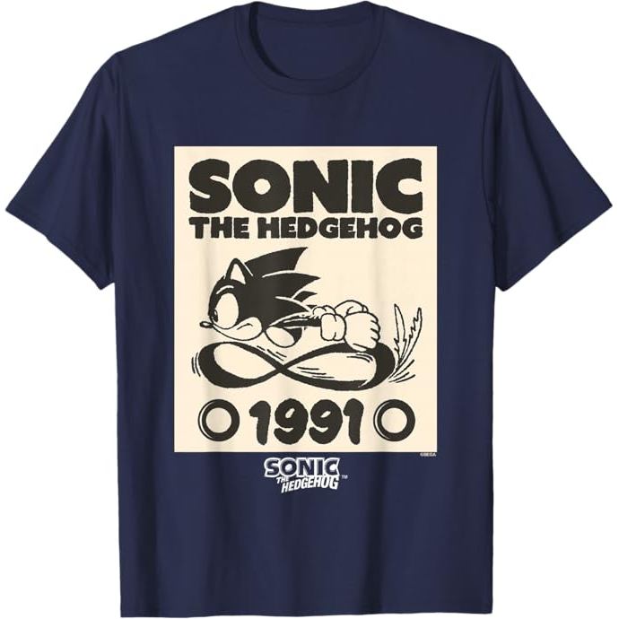 Kaos Dewasa Sonic The Hedgehog 1991 Epic Run Vintage Sketch T-Shirt Kaos Pria - Kaos Wanita - Kaos L