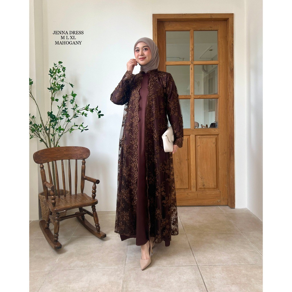 Lupphh | Slavina Dress Premium (Free Kalung)| Gamis Pesta Brokat Tulle Premium Mewah | Outfit Kondan