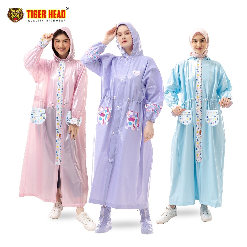 TIGER HEAD Jas Hujan Wanita Gamis Serut Eliza 70007