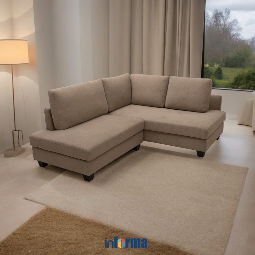 Informa Bryn Sofa L Sectional Fabric - Cokelat Tempat Duduk Empuk Sofa Bentuk L Furniture Indoor Rum