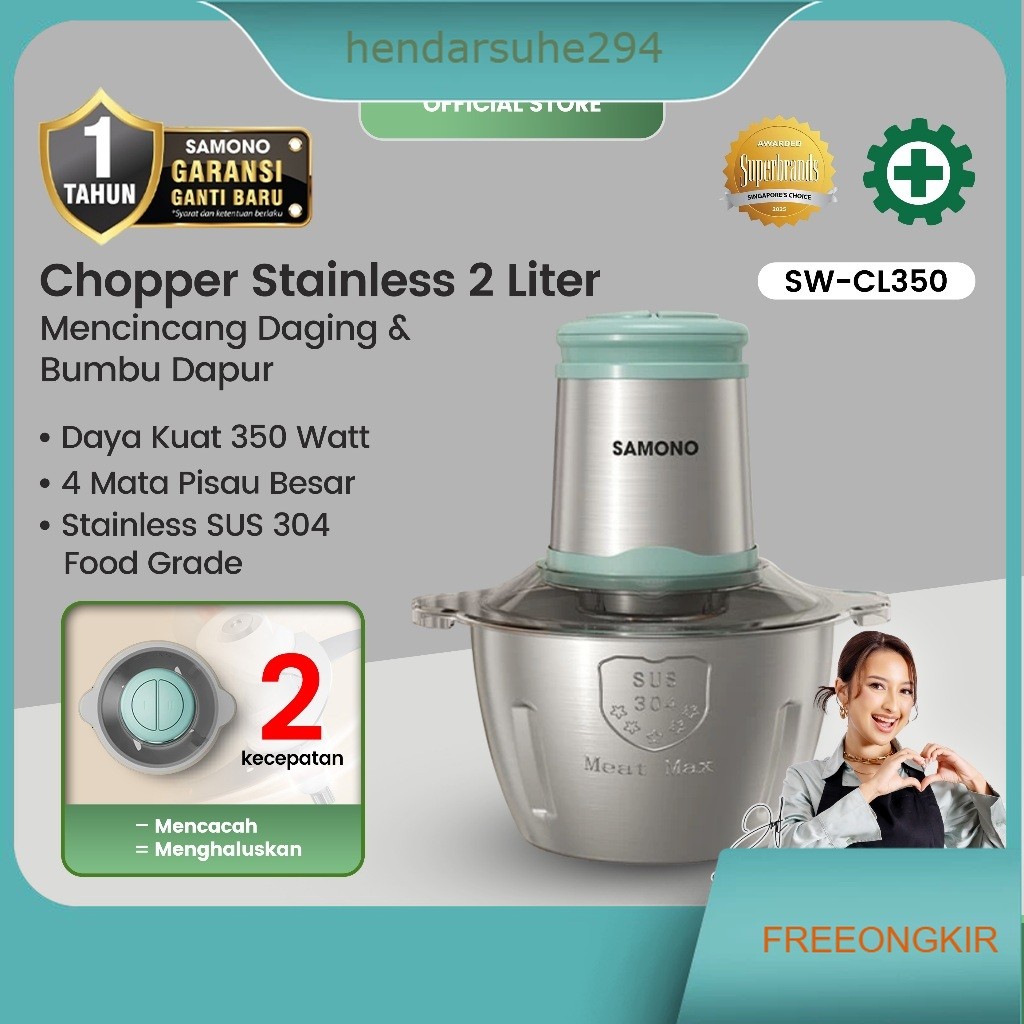 Chopper 2L Stainless Multifungsi | coper daging dan bumbu | chopper daging dan bumbu | coper bumbu s