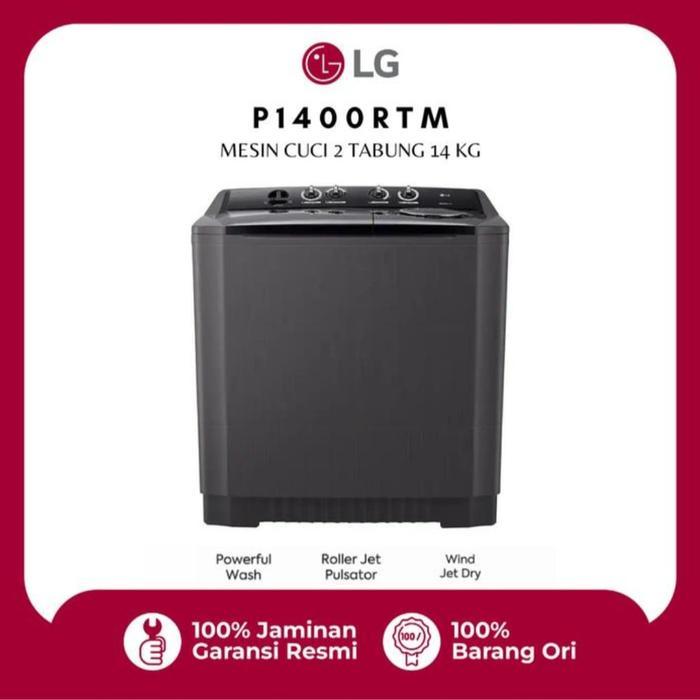 MESIN CUCI LG 14 KG TWINS TUB BARU BERGARANSI RESMI - 14KG, DUS Bawaan Pabrik