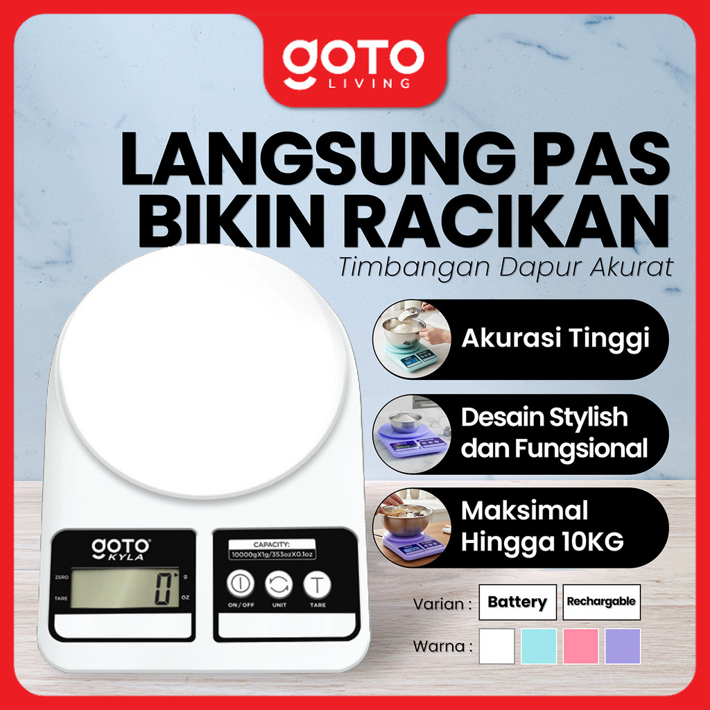(Promo Special) Goto Kyla Timbangan Digital Mini Dapur LCD Bumbu Kue Rechargeable