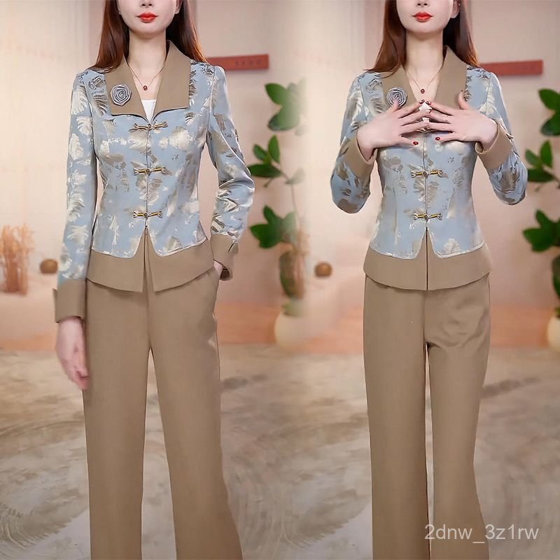 Set Dua Potong Atasan Slim Fit Elegan dan Celana Lebar Wanita
