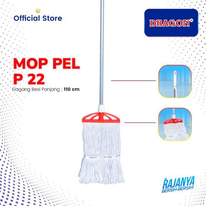 Pel Lantai 22 DRAGON Dengan Gagang Besi 135 CM / Mop Pel Lantai Bahan Katun Awet 22 DRAGON
