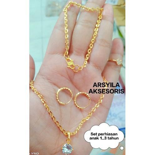 set perhiasan anak 1-7 tahun gold warna emas 24 k,perhiasan anak murah meriah,perhiasan terbaru Akse
