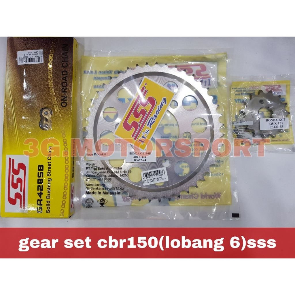 GEAR SET SSS 428 CBR150/CBR150R NEW(LOBANG 6) SSS