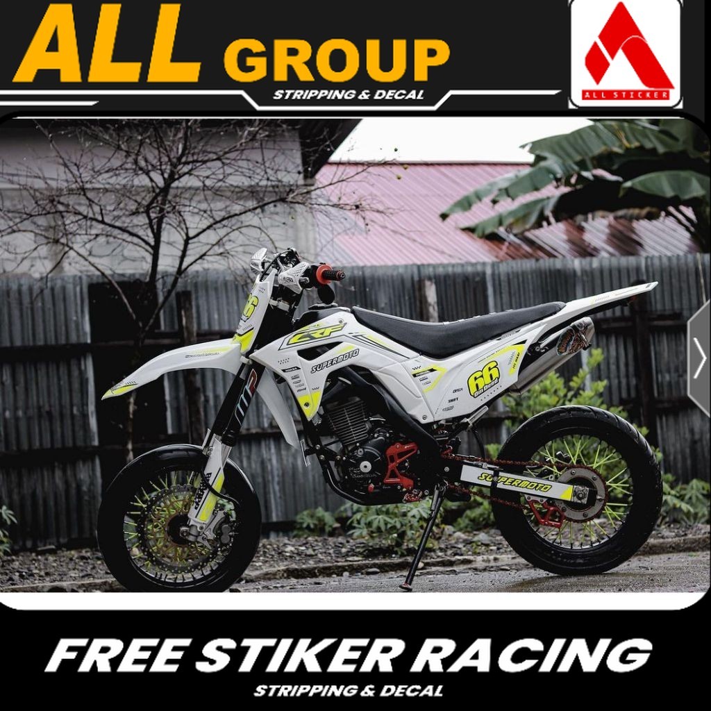 DECAL CRF 150 L FULL BODY PUTIH KOMBINASI KUNING STABILLO - Decal KLX Decal Dtracker DESIGN UPDATE T