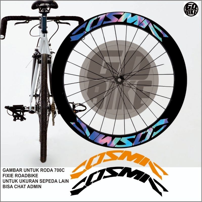 stiker velg sepeda 700c sticker rims sepeda fixie roadbike COZMIC