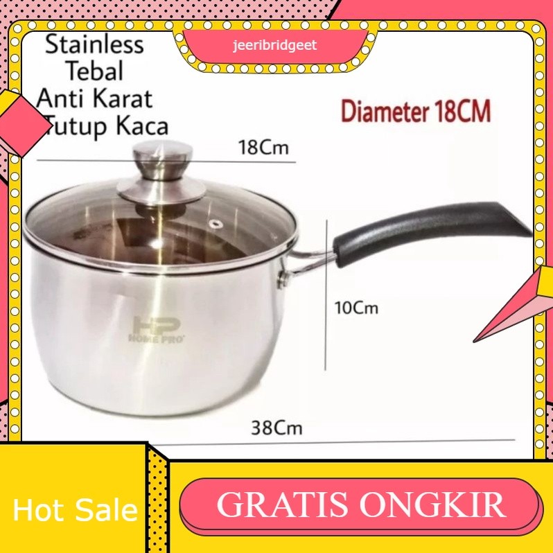 HOME PRO panci susu 18cm tebal / panci masak mie 18cm / milk pan / sauce pan / milkpot gagang satu 1