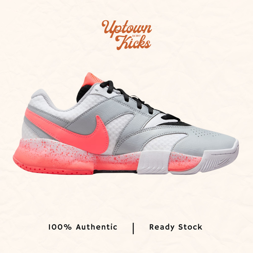 Nike Tennis Court Lite 4 Women White Hot Lava Wolf Grey Sepatu Tenis Wanita HV1452-100 (100% origina