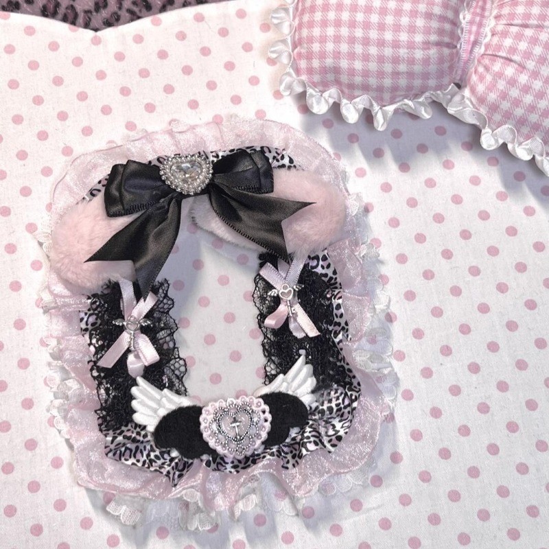 Sweet Pink Leopard Card Holder Student ID Case Anime Photocard Pouch Teens Girls Anime Ita Bag Ornam