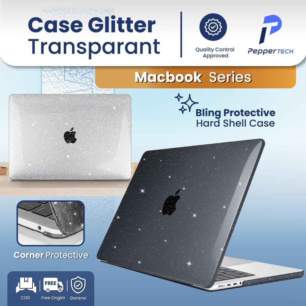 Mackbook Case Glitter Plastic Hard Shell Transparant Casing Macbook Air Pro 13 14 15 16 Inch M1 M2 M