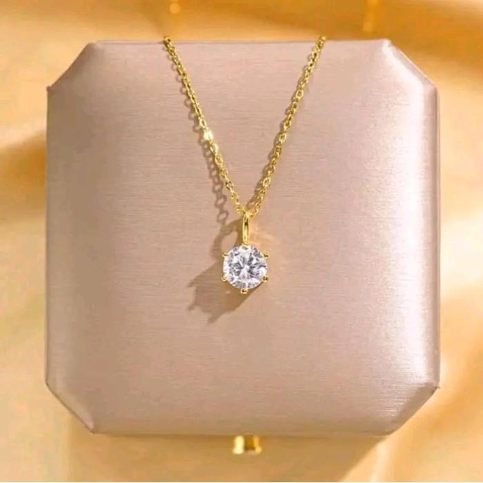 EV- Kalung permata satu Titanium Terbaru Anti karat anti luntur perhiasan aksesoris wanita elegan