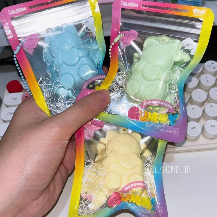 [READY STOCK] Ibloom Mini Marshmallow Gummy Bear Squishy / Licensed Japan