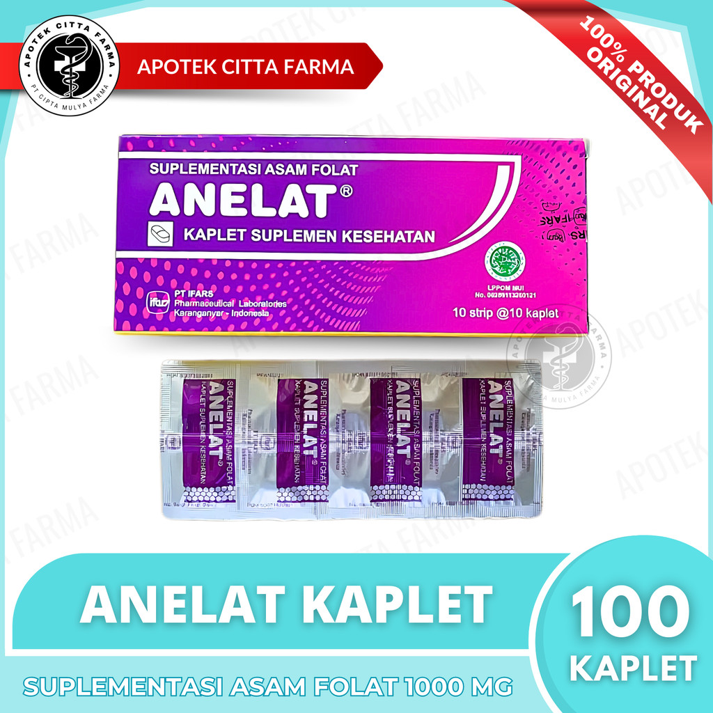 ANELAT Kaplet 1 Box - Suplemen Asam Folat untuk Ibu Hamil dan Pencegahan Anemia