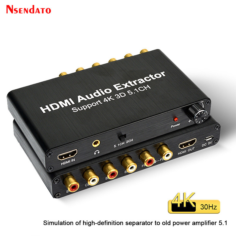 HDMI Auo Extractor Decoder 4K 5.1 HDMI Sound Extractor Amplifier HDMI To RCA 5.1 annel 3.5mm Analog 
