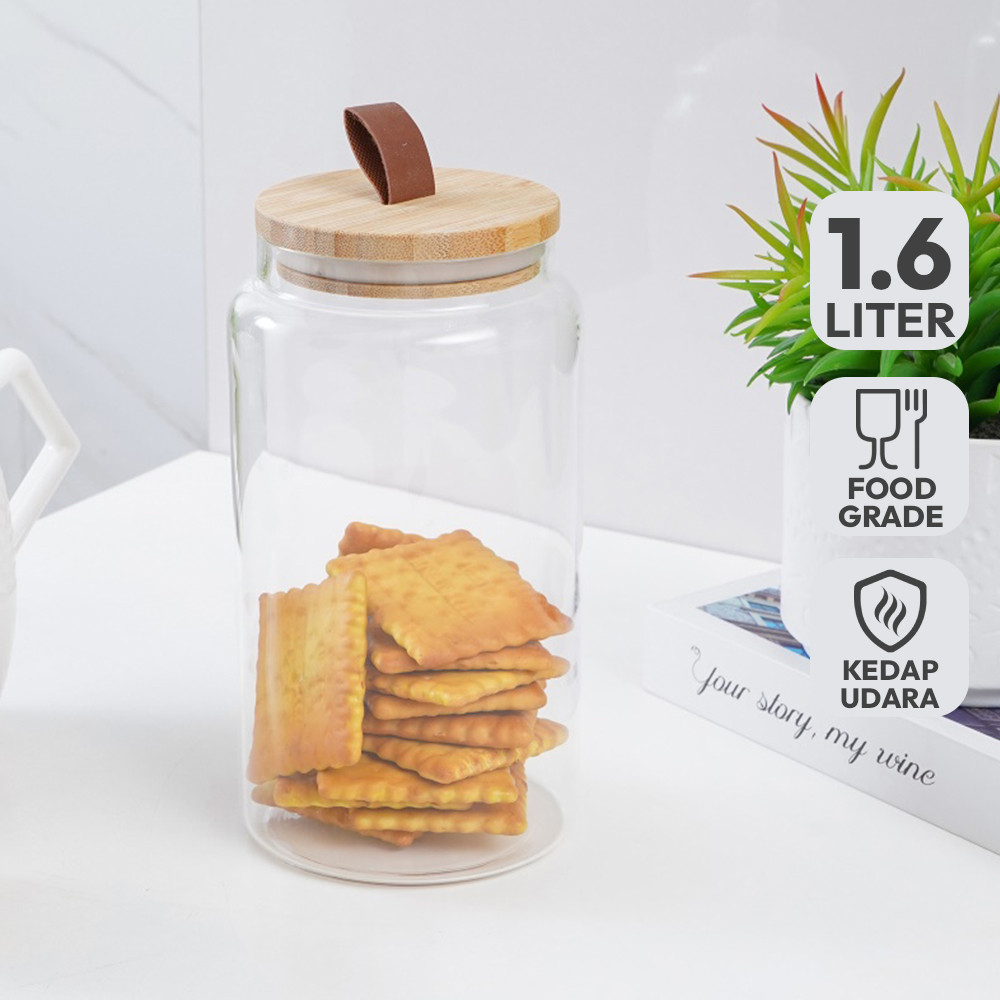 Informa 1.6 ltr Wilhelmina Stoples Kaca Jar Tempat Simpan Snack Dan Permen Setoples Toples Serbaguna