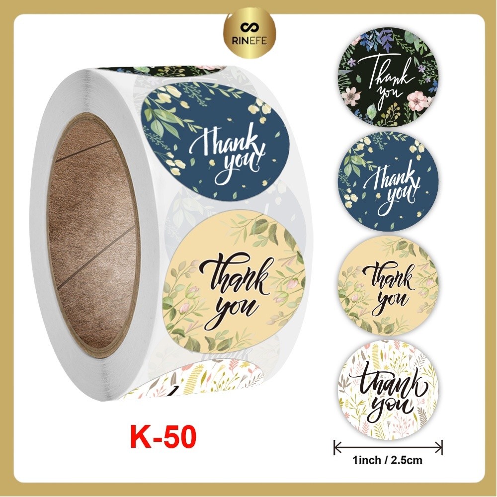 RINEFE (SLT04) Stiker Label Roll Thank You - Sticker Stiker Label Makanan Thank You For Order