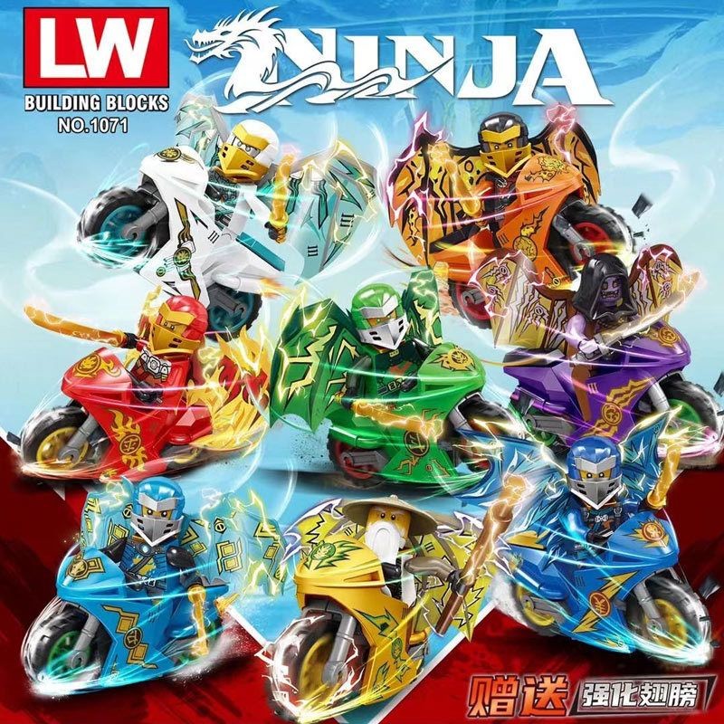 new galaxy toys mainan ninjago ninja motor LW120 senjata lengkap action figure kai jay master wu nya
