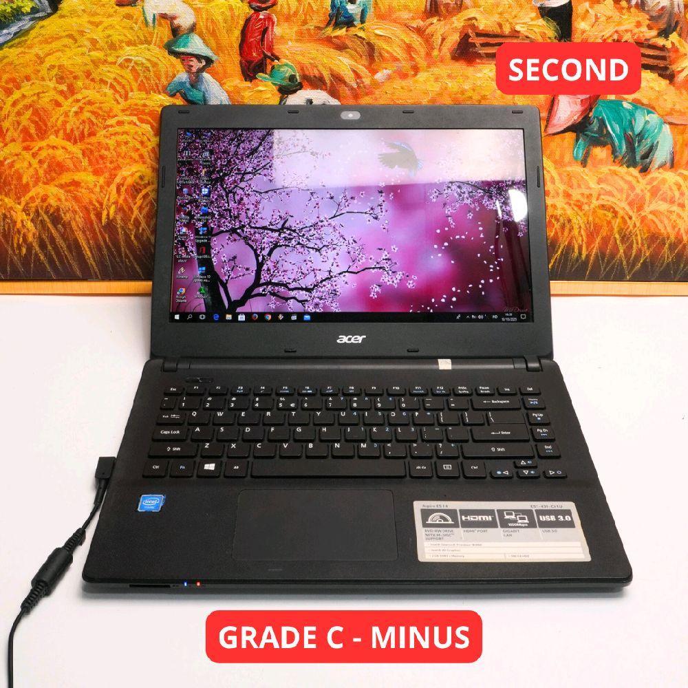 ACER ASPIRE ES1-431 CELERON N3060 4 GB (14") GRADE C - MINUS LAPTOP SECOND ORIGINAL SINAR MUTIARA CE