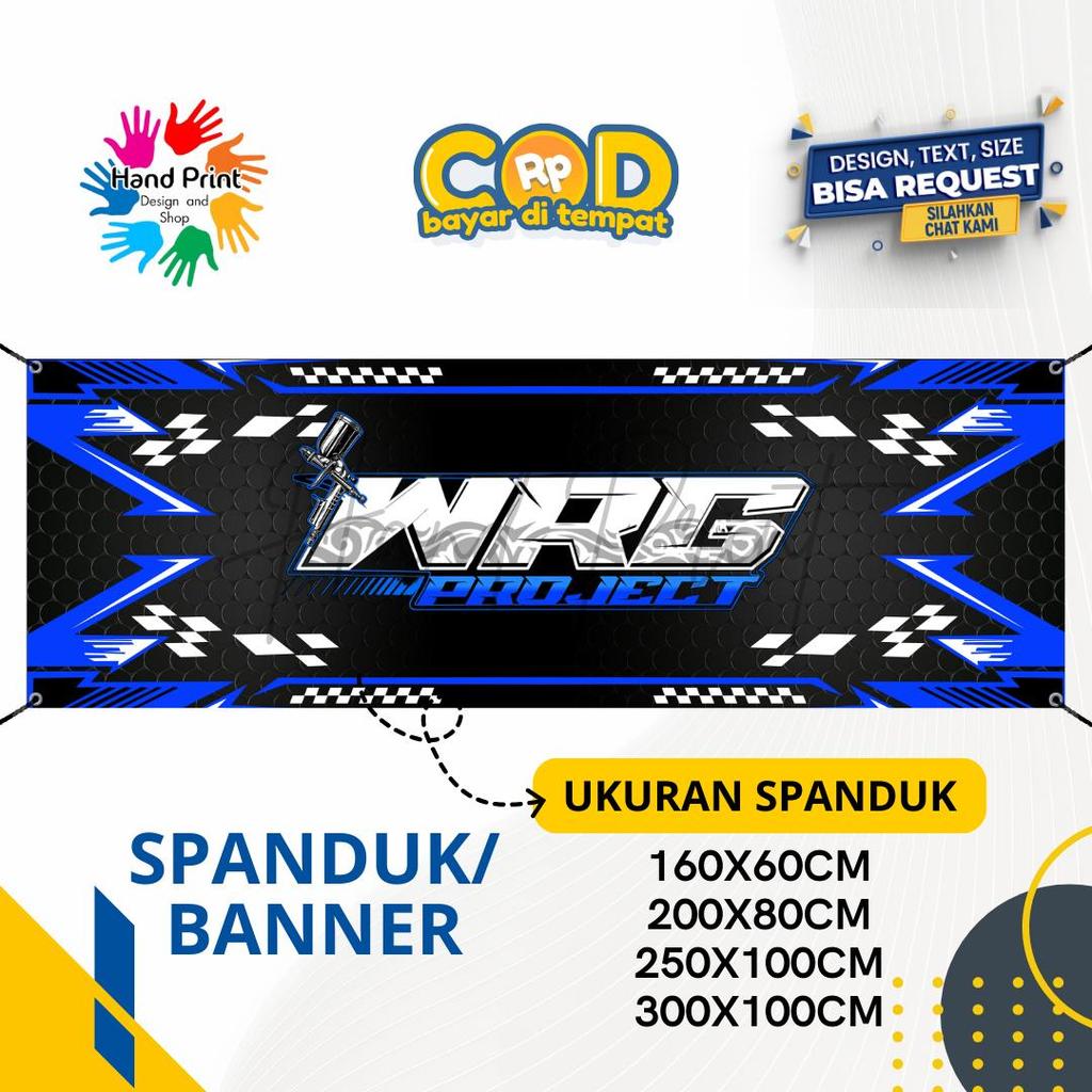 Cetak Spanduk Banner Sound Project Hitam Biru MMT Spanduk Custom 300x100CM