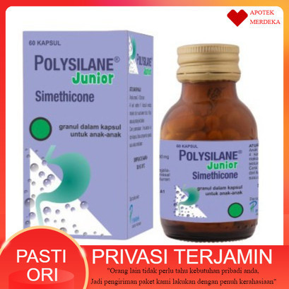 Polysilane Junior Anak isi 60 Kapsul  Obat Kembung Anak / Maag Anak / Sakit Maag / Asam Lambung