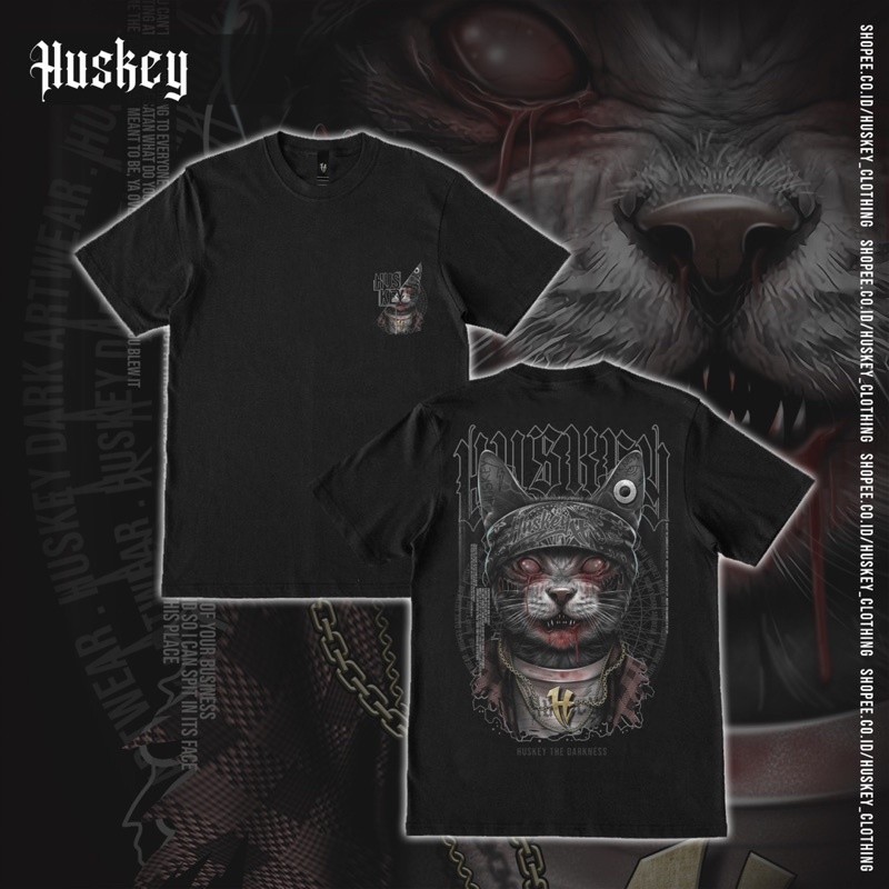 HUSKEY ART SERIES CAT BLOODS . T-SHIRT PRIA . KAOS PRIA .DISTRO ORIGINAL