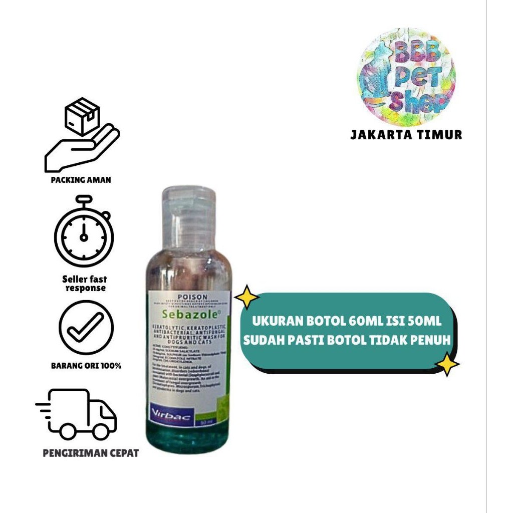 EPS SEBAZOLE 250ML/SHAMPOO JAMUR KUCING ANJING BAGUS / VIRBAC SEBAZOLE