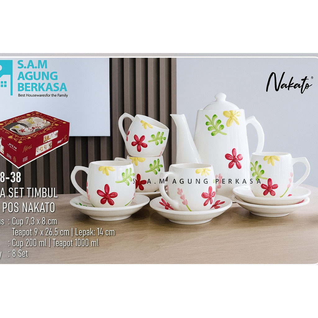 TEA SET TIMBUL NAKATO 12 PCS (TS/12GB-128-38) 8 INNERBOX X 12 PCS