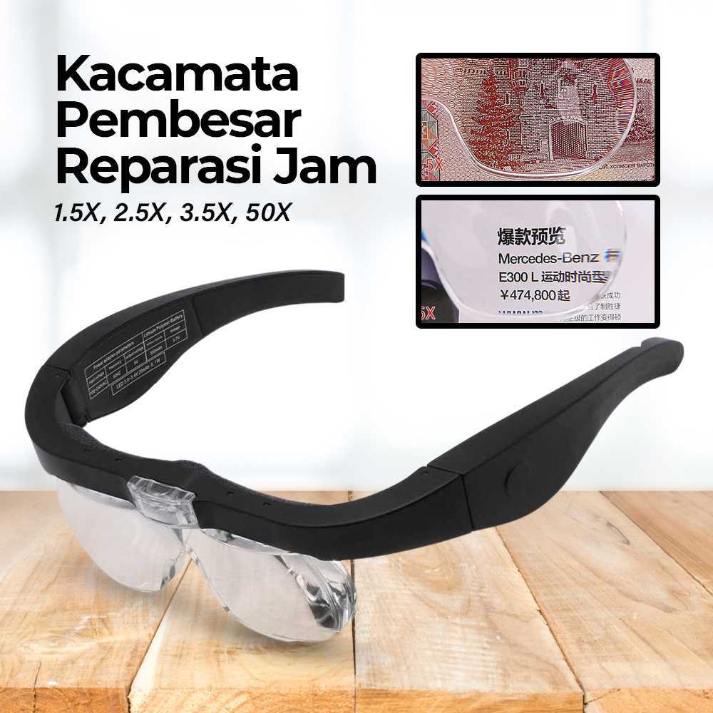 JENZER - Kaca Pembesar Kacamata Reparasi Lup with 2 LED 4 Magnifier Lens