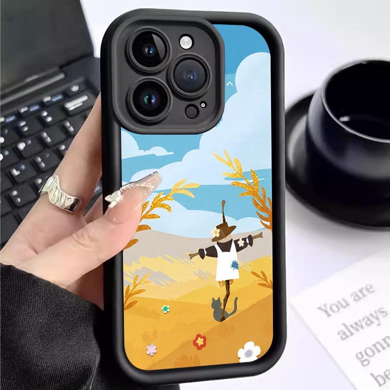 Pro Camera Case OPPO Reno6 Lite Reno3 4G Reno4 5G F Reno5 K Slikon Kartun Boneka Jerami Softcase Han