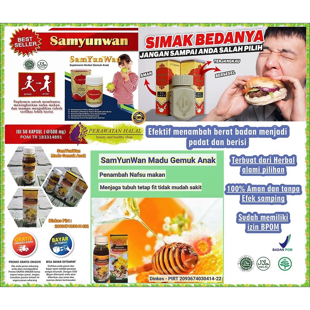 [BPOM] PENGGEMUK BADAN ANAK SAMYUNWAN SAM YUN WAN SAMYUN WAN PENAMBAH NAFSU MAKAN PENAMBAH BERAT BAD