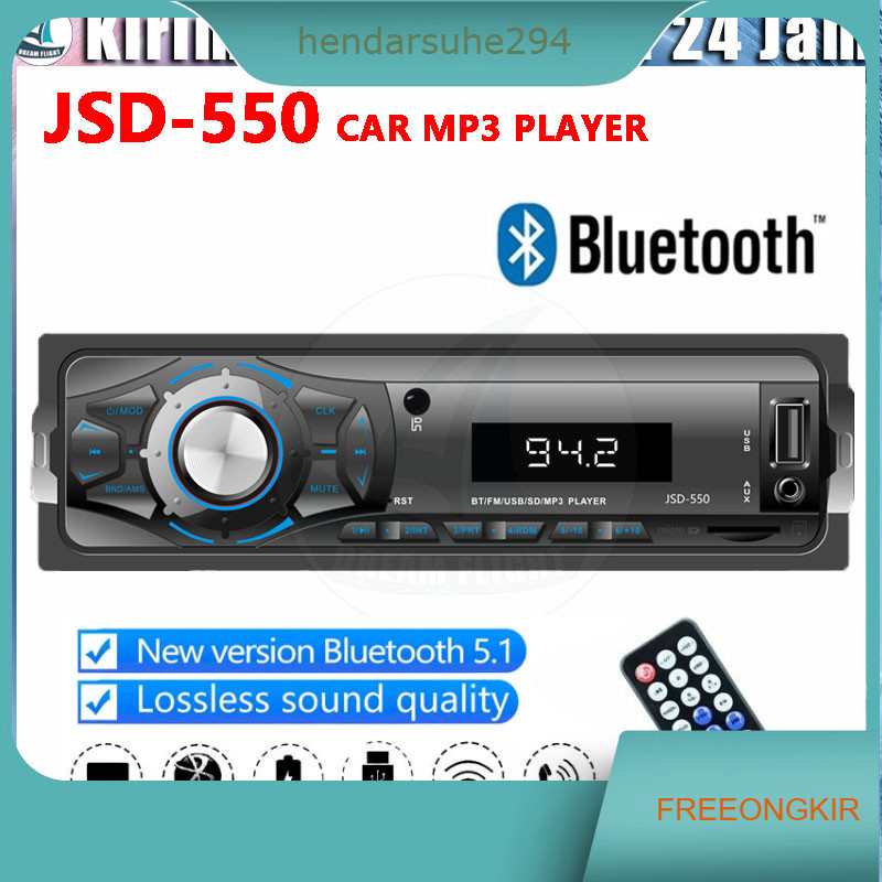 Stok SiapTape Audio Mobil Multifungsi Bluetooth USB MP3 JSD-550 Single Din JSD-550 Audio Tape Mobil 