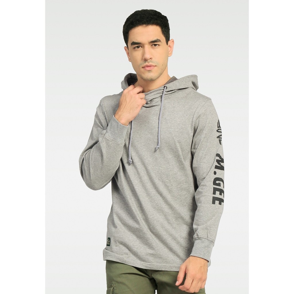 Kaos MGEE Pria Lengan Panjang Hodie Squad Light Grey