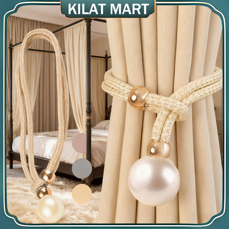 2 PCS Tali Pengikat Gorden Mutiara Tassel - Elegan Model Baru, Kuat Tidak Mudah Putus - Untuk Horden