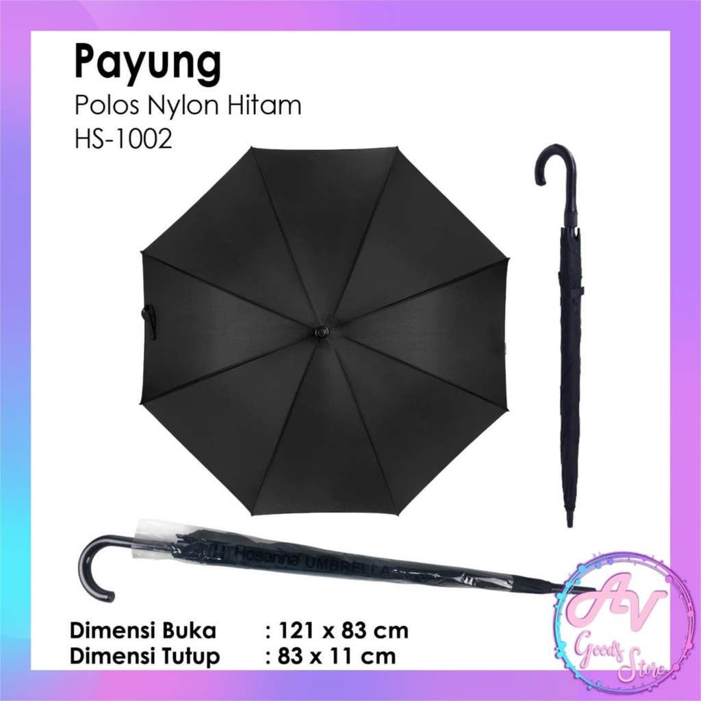 Payung NYLON Polos 8jari / Payung Hitam Putih Polos / Umbrella / Payung Hujan