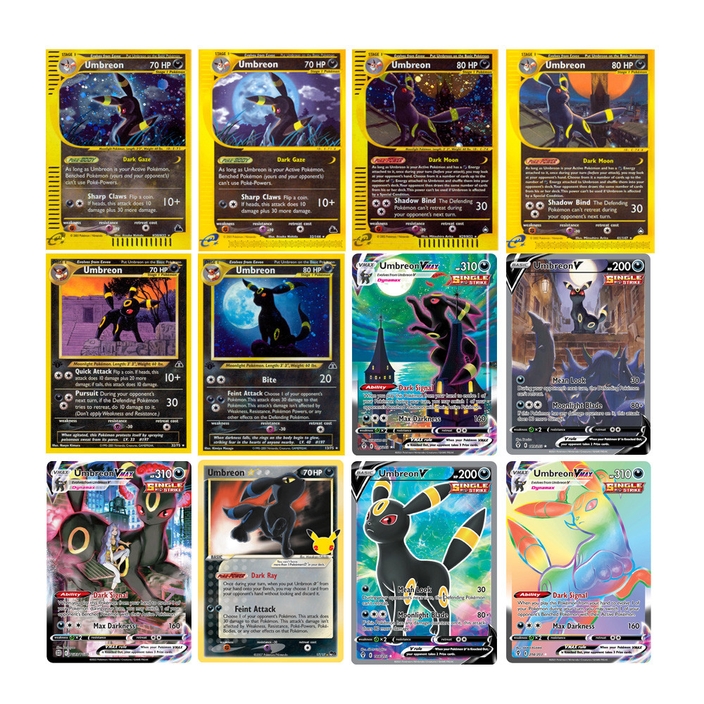 Umbreon Pokemon Proxy Cards UmbreonV/VMAX Series Cards Hobbies Rare Collection Battle Cards Toys Gif