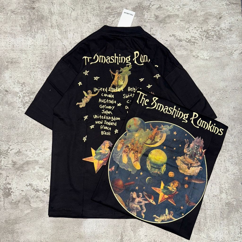 Baju Kaos P&B Oversize The Smashing Pumkins - T Shirt Smashing Pumkins Oversized Black 20s Kaos Pria