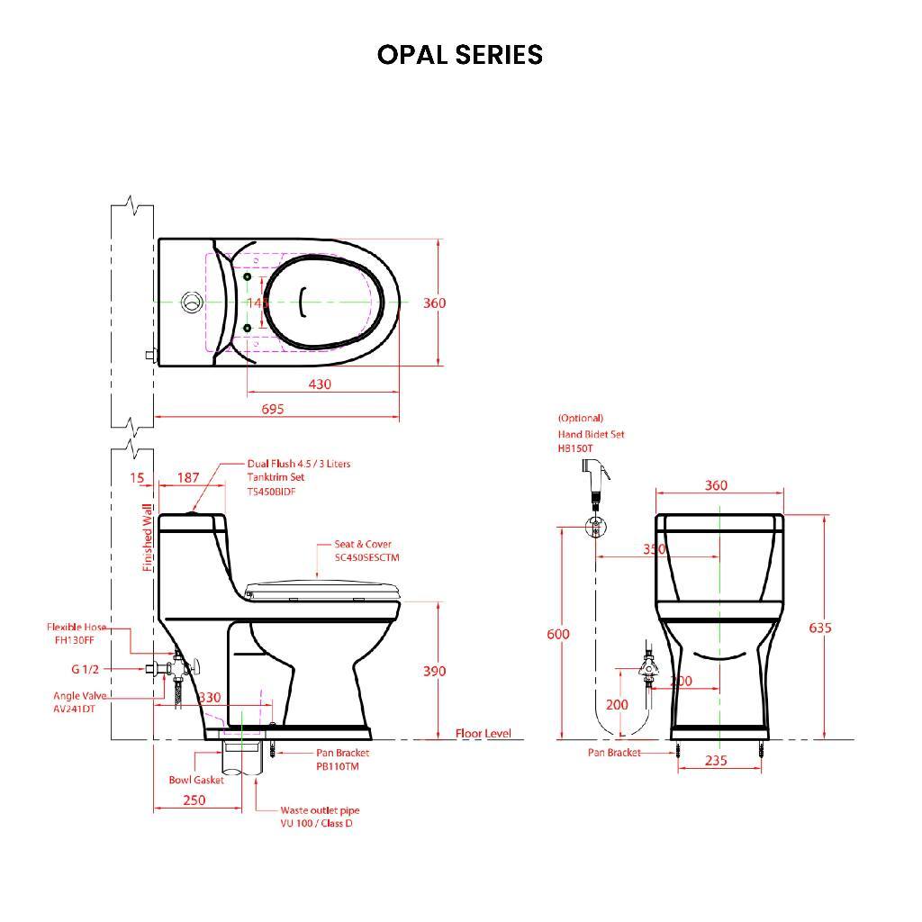 TRILLIUNWARE Closet Duduk Kloset Duduk Toilet Duduk OPAL CLOSET B WHITE