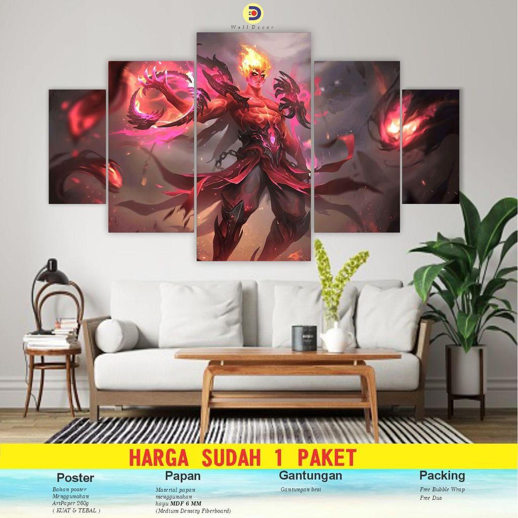 Dekorasi Kamar  Pajangan  1set Poster Kayu VALIR Hero MOBILE LEGEND ML  Pajangan Hiasan Dinding Kayu