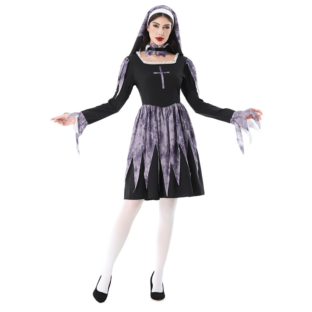 Halloween Adult Costume Cosplay Sexy Cross Dress Nun Costume Nun Carnival Performance Costume